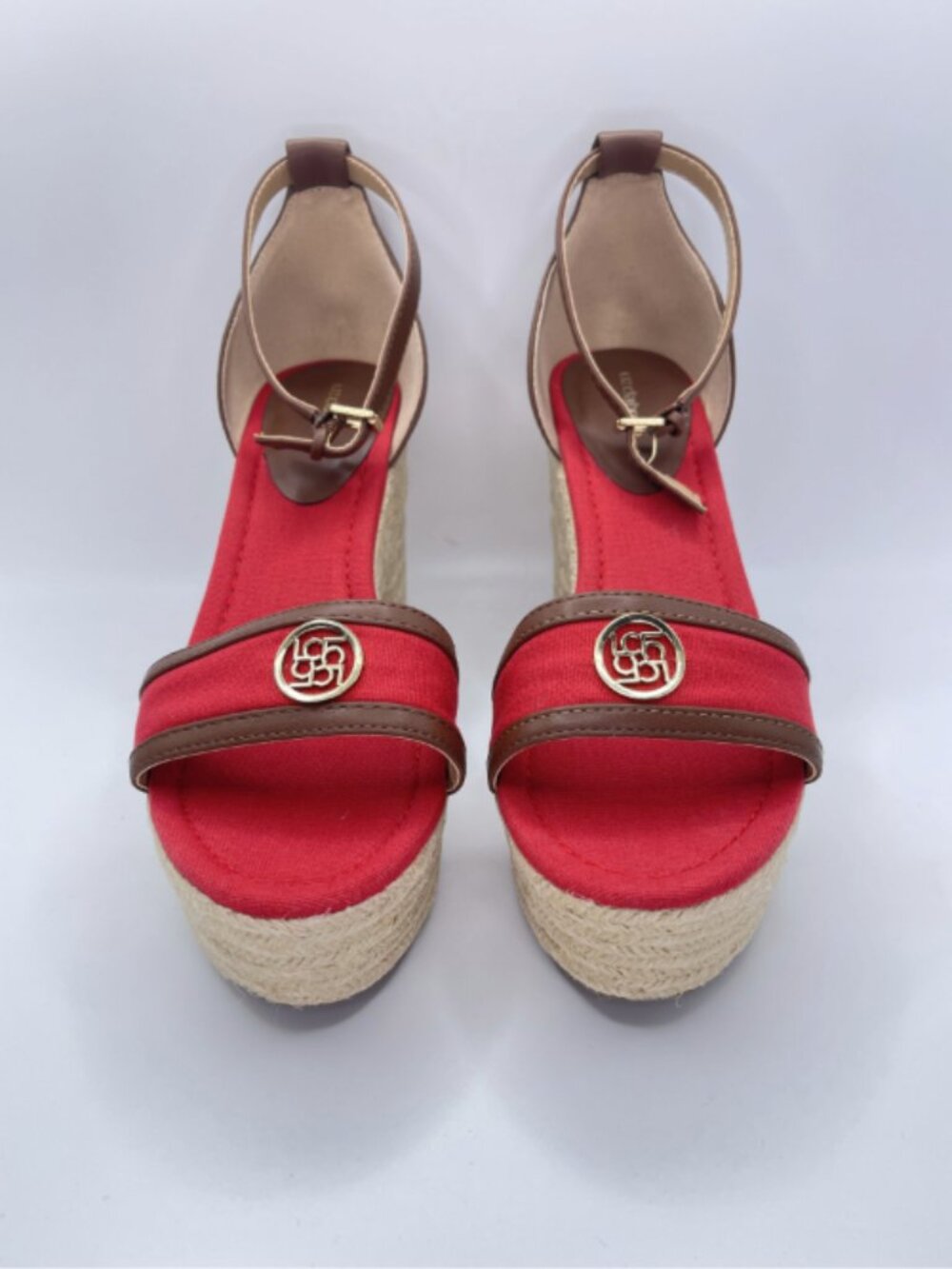 Women’s Red Canvas Espadrille Platform Shoes Size 9M